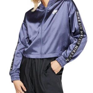 NIKE Satin Track Jacket LARGE Loose Fit NWOT Periwinkle
